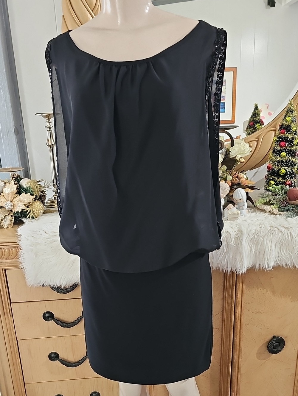 Scarlett Nite Black Sleeveless Blouson Skirt Dress - Classic Women's Dress